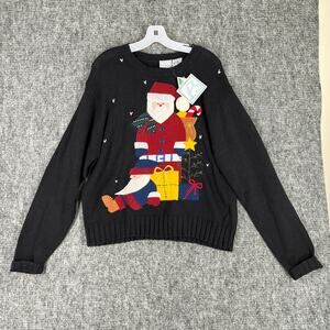 Christmas Sweater Womens XL Santa Claus Xmas Holiday Grandma Cottage‎ Country